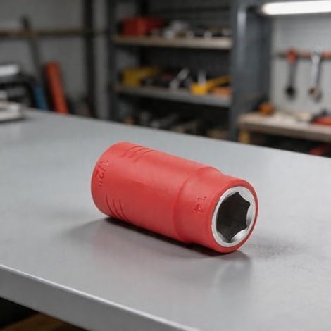 Clé à douille à écrou isolée 1000 V 3 8 têtes à cliquet hexagonales en acier chromé vanadium TPE Grip haute tension outil de sécurité électriciens 9 mm (1/5)