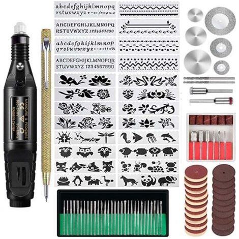 Kit Gravure 107 Pièces Stylo Graveur Filaire Multifonction Outil Rotatif pour Bijoux Verre Bois Métal (1/4)