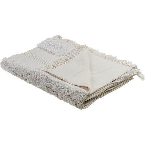 Blanket RAEBARELI Cotton 130 x 180 cm Light Beige