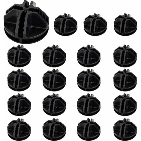 Lot de 20 connecteurs cubiques en maille plastique avec verrouillage facial pour armoire, placard, meubles et maison - Noir - MODOU (1/5)