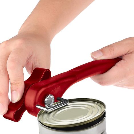 Abrelatas manual de seguridad, diseño ergonómico antideslizante con corte lateral suave, abrelatas profesional de acero inoxidable que no toca los alimentos (1/5)