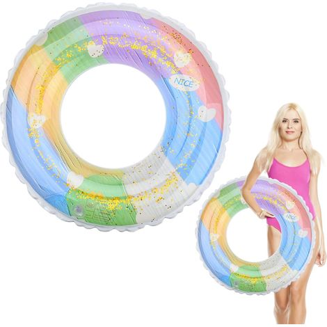 Anneau gonflable pailleté Flotteur arc‑en‑ciel pour enfants (1/5)