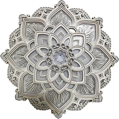 Lampe Mandala Lotus, Veilleuse, Accessoires de décoration pour salle de yoga, chambre à coucher, sculpture sur bois, art Sta (1/5)