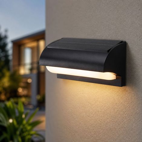 Applique Murale Solaire LED Détecteur Radar IP65 Étanche Sans Fil pour Extérieur Jardin Terrasse Cour 3 Couleurs ABS Noir (1/4)