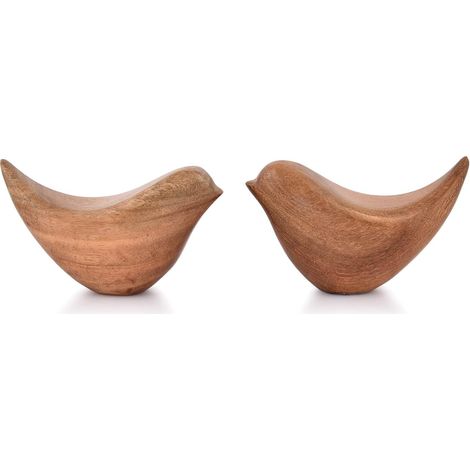 Lot de statues oiseaux en bois d’acacia (11,4 cm), sculptures modernes pour salon, salle de bain ou bureau