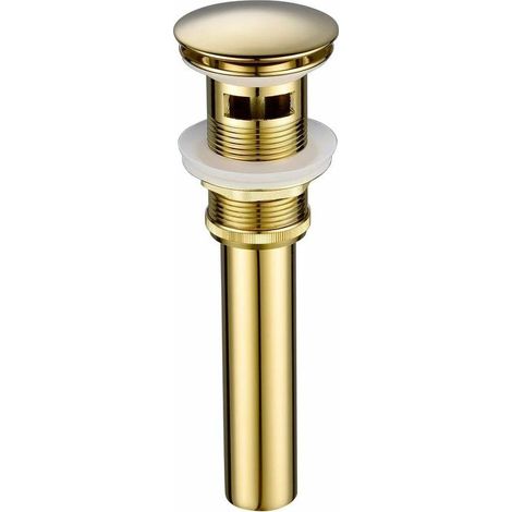 Desagüe de fregadero dorado con rebosadero, desagüe emergente, titanio dorado, Jalleria (1/5)