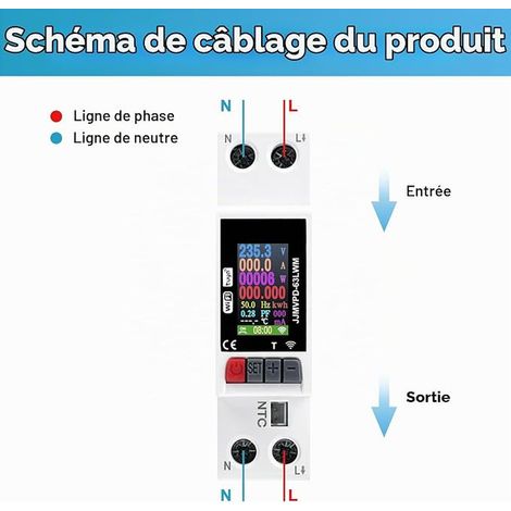 Compteur electrique wifi consometre electricite compteur d'énergie connecté compteur electrique monophasé avec Fonction de protection intelligente contre les fuites électriques (1/4)