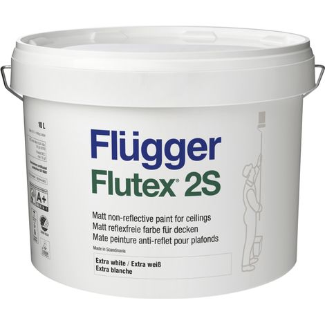 Pittura opaca per soffitti Flugger Flutex 2S, super coprente, senza striature, bianca, 0,75 l (1/5)