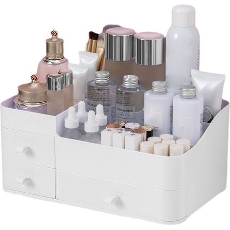 Organisateur Maquillage - 2 Tiroirs 8 Compartiments - Rangement Cosmétique Compact - 27 X 17 X 12 CM