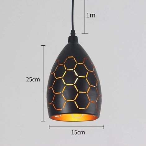 Vintage-Pendelleuchte, E27-Fassung, schwarz-goldenes Design, 120 cm, Metall-Hängeleuchte, Kronleuchter im Industriedesign, Pendelleuchte für Wohnzimmer, Schlafzimmer, Café, Bar, Restaurant (1/4)