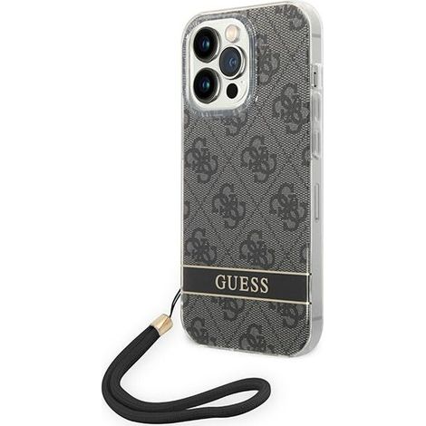 Funda rígida Guess GUOHCP14LH4STK para iPhone 14 Pro de 6.1 pulgadas, color negro, con correa estampada y compatible con 4G. (1/5)