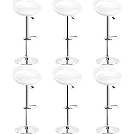 Tabouret de Bar Lot de 6 ABS Pivotant et réglable en Hauteur Chaise de Bar Blanc (1/5)