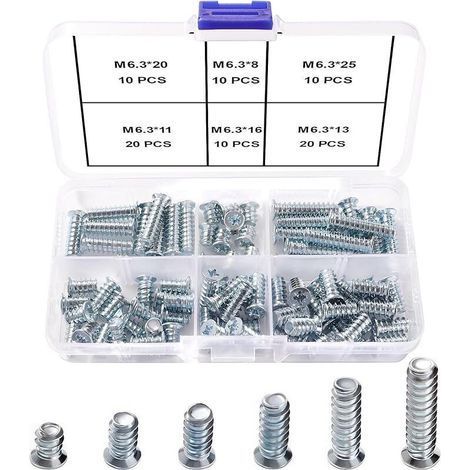 80 Pieces M6.3 Special Euro Screws Kit for Furniture, Runners, Kitchen Cabinet Doors, Wardrobes and Cupboard Hinges (1/5)