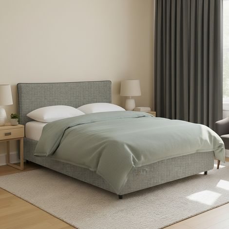 Letto Piazza e Mezza Altrincham, Sfoderabile, Contenitore Made in Italy, Grigio (1/5)