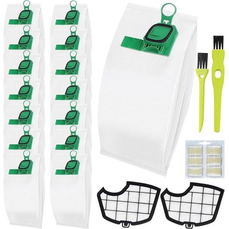 15 Sacs Aspirateur pour Vorwerk VK140 VK150 FP 140, Sacs d'Aspirateur pour Vorwerk avec 2 Filtres Moteur,1 set de Parfum (1/5)