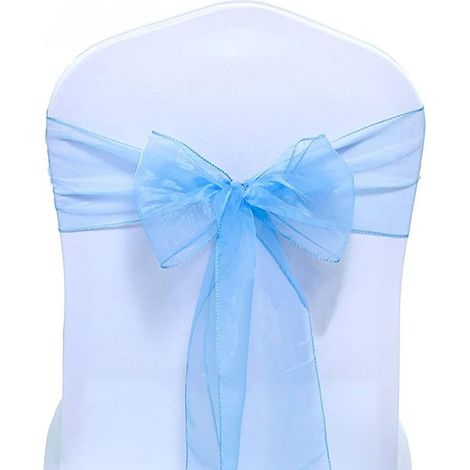 Lot de 10 nœuds décoratifs pour chaises, à nouer derrière le dossier, pour mariages, réceptions et banquets, bleu lac