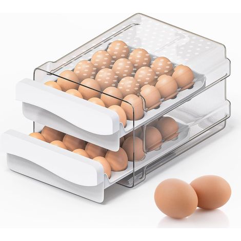 Boîte à œufs en Plastique,Tiroir à œufs Pour Réfrigérateur,40 Œufs Boite a Oeuf Frigo,Boîte de Rangement D'œufs à Tiroir Transparent Empilable, Pour la Conservation des Oeufs (1/5)