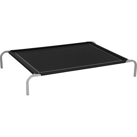 Lit pour chien chat XXL grand confort sur pieds lit de camp 130L x 90l x 20H cm textilène micro-perforé noir (1/5)