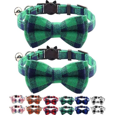 Lot de 2 jolis colliers de sécurité à carreaux (vert)