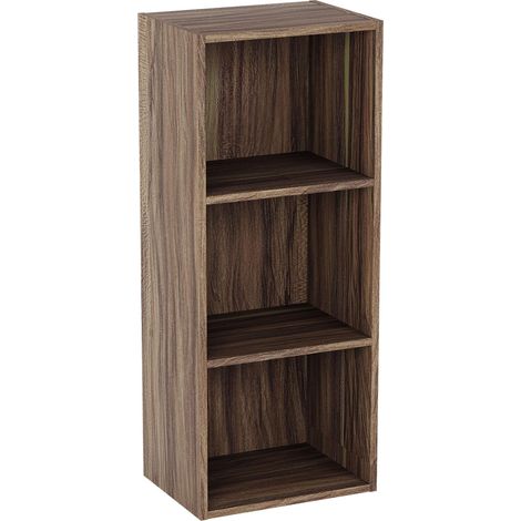 3 Niveau Cube Bibliothèque, Moderne Space-Saving Meuble de Rangement for Salon, Chambre Or Bureau, Autoportant Exposition Shelf, H80xW32xD24cm (Noyer) (1/5)