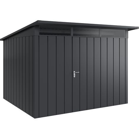 Hörmann Metall-Gerätehaus "Juno" mit Pultdach, JPD13 - Modern, 310 x 262 cm (B x T), anthrazit, 1-flüglige Tür, Anschlag rechts (1/5)