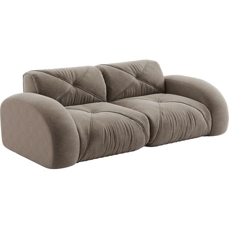 Divano modulare 2 posti senza telaio in ciniglia taupe MODENUIT (1/5)