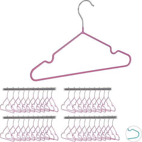Pack de 40 Perchas Bebé Antideslizantes, Metal, Rosa, 30 cm (1/5)