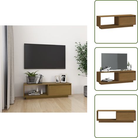 Armadio in legno - vidaXL Mobile Porta TV Marrone Ambra 110x30x33,5 cm in Legno di Pino -