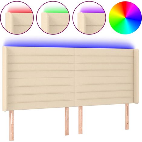 Maison Exclusive - Testiera a LED Crema 183x16x118/128 cm in Tessuto (1/5)