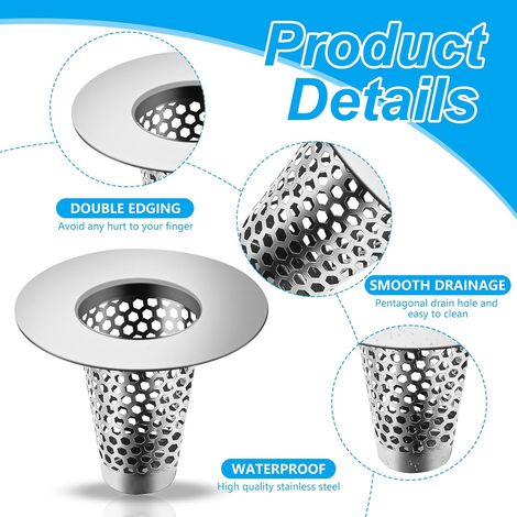 1 Pcs Crépine D'évier Conique, Inoxydable Filtre Cheveux Douche Protection de Drain de pour Cuisine, Salle de Bain, Balcon