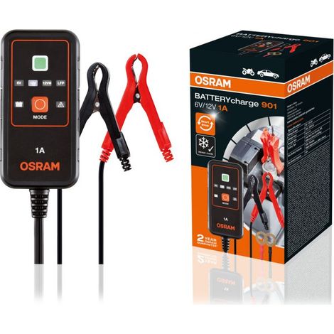 Osram – Chargeur automatique 6V/12V 1A – OEBCS901 – Mainteneur intelligent pour batteries jusqu'à 25Ah – Affichage numérique et sécurité intégrée - X925422 (1/8)