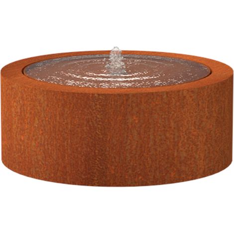 Adezz Wassertisch rund Corten-Stahl Rost Wasserspiel LED verschiedene Größen