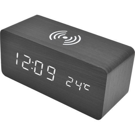 Réveil Numérique avec Charge Sans Fil, Détection Automatique de Température, Horloge LED Électronique Stable et Sûre (1/5)