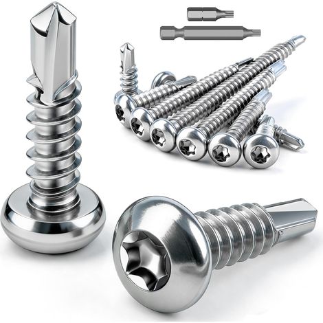 110 Pièces Torx Vis Autoforeuse Inox M4,2x25 mm Visse Autoforeuse (1/5)