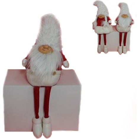 Gnomo elfo lui lei babbo babba natale per decorazioni natalizie idea regalo addobbi negozio piedi penzolanti set 2 in ceramica (1/5)