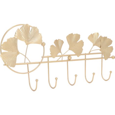 Porte-manteau mural motif feuille de ginkgo, style simple et élégant, grande polyvalence, support mural pour vêtements, chapeaux et clés (1/5)