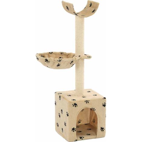 170626 vidaXL Cat Tree with Sisal Scratching Posts 105 cm Paw Prints Beige (1/5)