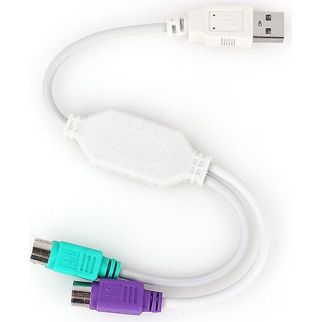 Adaptateur convertisseur de câble USB mâle vers PS2 femelle pour clavier, souris, câbles et connexions d'ordinateur. (1/5)