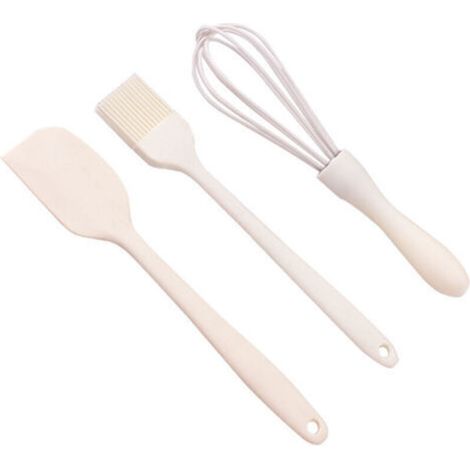 Ensemble de 3 ustensiles de pâtisserie en silicone comprenant une spatule, un pinceau et un fouet, idéal pour les gâteaux, les tartes et les desserts, matériau durable et facile à nettoyer. (1/5)