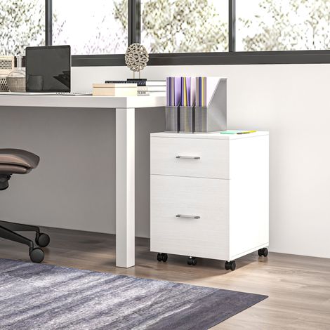 Cajonera de Escritorio con 2 Cajones Ruedas Archivador Móvil para Archivos A4 o Cartas 39,5x39x58,5 cm Blanco (1/5)