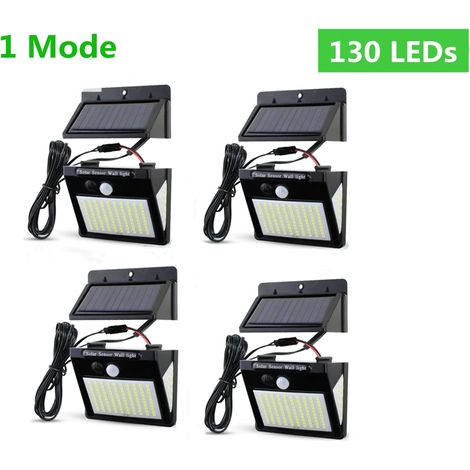 (4 lampes solaires LED de 130 LED chacune) Lampe solaire d'extérieur avec capteur, étanche, compatible avec la lumière du soleil, décoration de jardin (1/5)