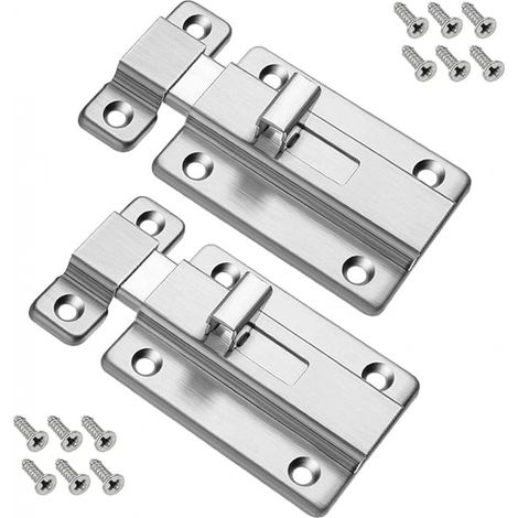 Boulons de Porte Verrou en Sécurité Verrouillage avec 12 Vis pour Portes Encastrées Chambre Salle Bain 2 pcs Acier Inoxydable (1/5)