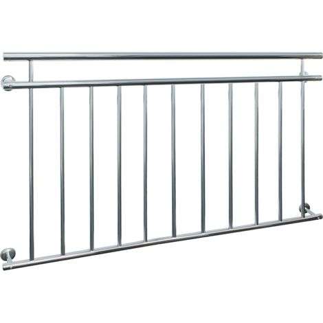 ECD Germany Barandilla de Balcón Estilo Francés 156x90 cm con 11 Barras Transversales de Acero Inoxidable Plateado Brillante Diseño Moderno y Resistente, Baranda de Terraza para Puerta o Ventana