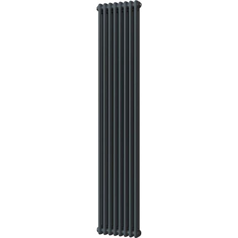 Alpha - Anthracite Vertical Column Radiator H1800mm x W372mm 2 Column - Feet Included (1/3)