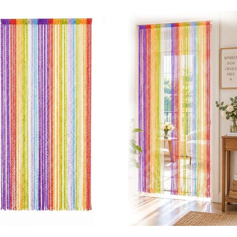 Rideau Anti Mouche Porte 100 x 200 cm, Rideau de Porte à Cordes (1/5)