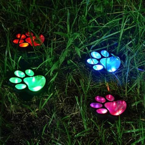 Beyamis Guirlande lumineuse solaire colorée en forme de griffes adorables, 4 lampes décoratives pour jardin extérieur, idéale pour décorer allée, pelouse ou cour. (1/5)