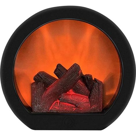 Lanterne de cheminée LED avec interrupteur tactile, simulation de lampe de bureau à flamme réaliste, fonctionne avec piles/USB, noir (1/4)
