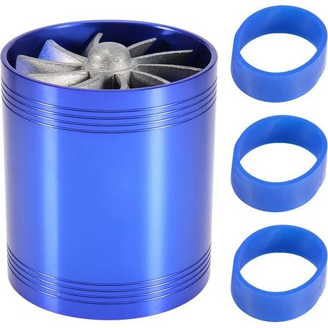 Turbonateur d'admission d'air de voiture Turbine à double ventilateur Super chargeur gaz économiseur de carburant Turbo bleu (1/5)