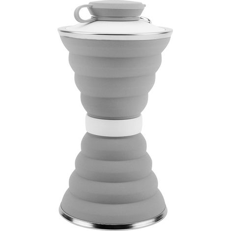 Gobelet télescopique de voyage pliable en silicone pour sports de plein air, gris