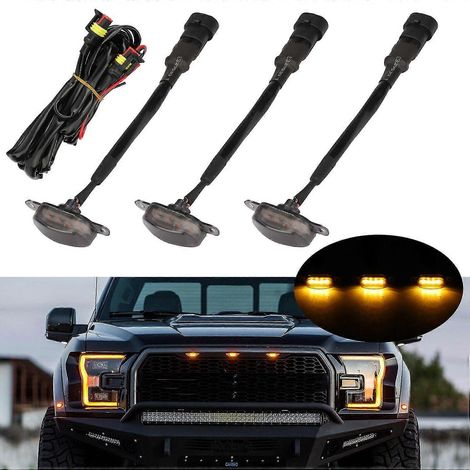 3 feux de calandre avant à DEL ambré fumé de style Raptor pour camionnette ou VUS Ford F-150 (1/5)